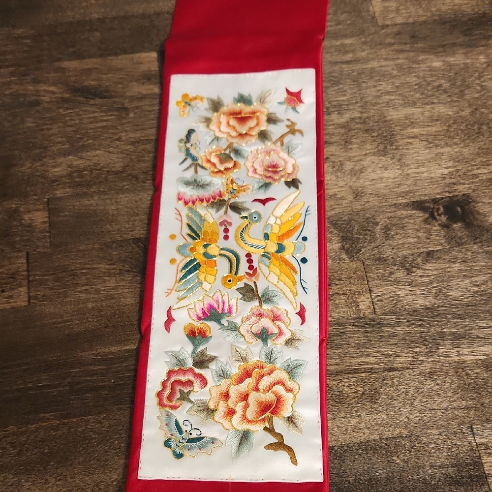Embroidered Chinese Waist Sash Belt Floral and Butterfly